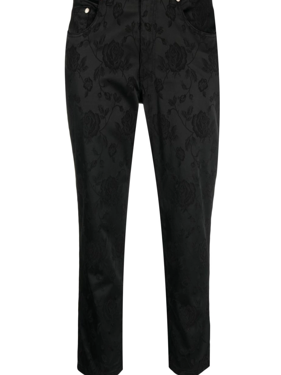 Versace cropped 2000s Women floral-jacquard trousers 0710